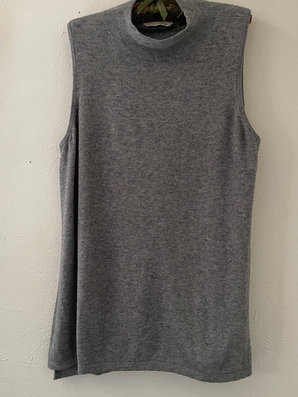 Soft Surroundings 1X Heather Gray Mock Neck Sleeveless Sweater Viscose Blend